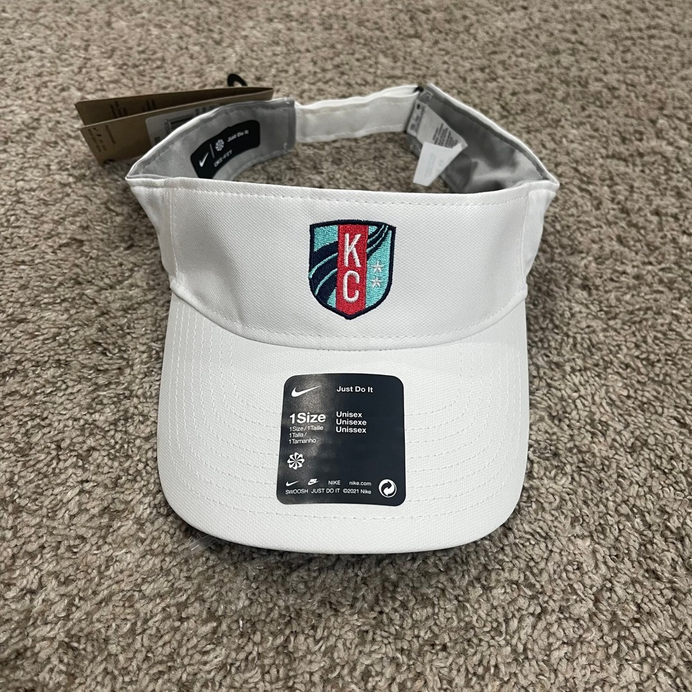 Kansas City Current Visor Hat Womens One Size Nike White NWSL Soccer Adjustable